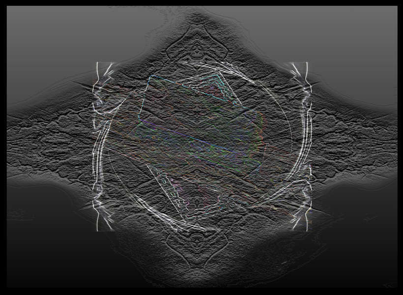 SandScriptLightening-s.jpg : As Recent As... : American artist digital invention archival artifact color print image emerging capture creative convergent transparency universe dream history painter Hybrid exhibition