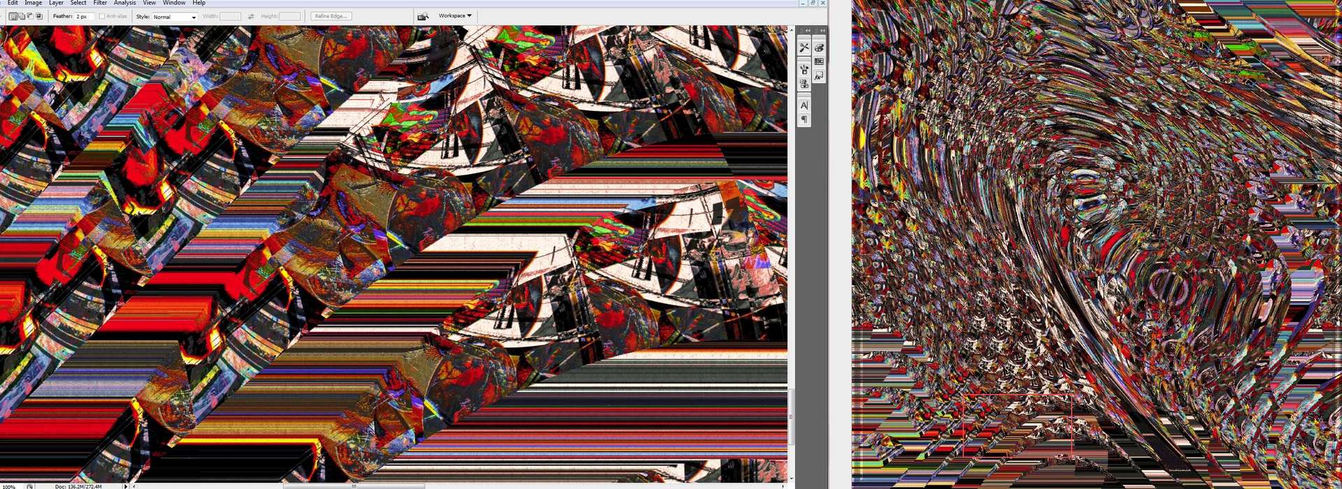 Reverbration-Detail.jpg : Section 3 : American artist digital invention archival artifact color print image emerging capture creative convergent transparency universe dream history painter Hybrid exhibition